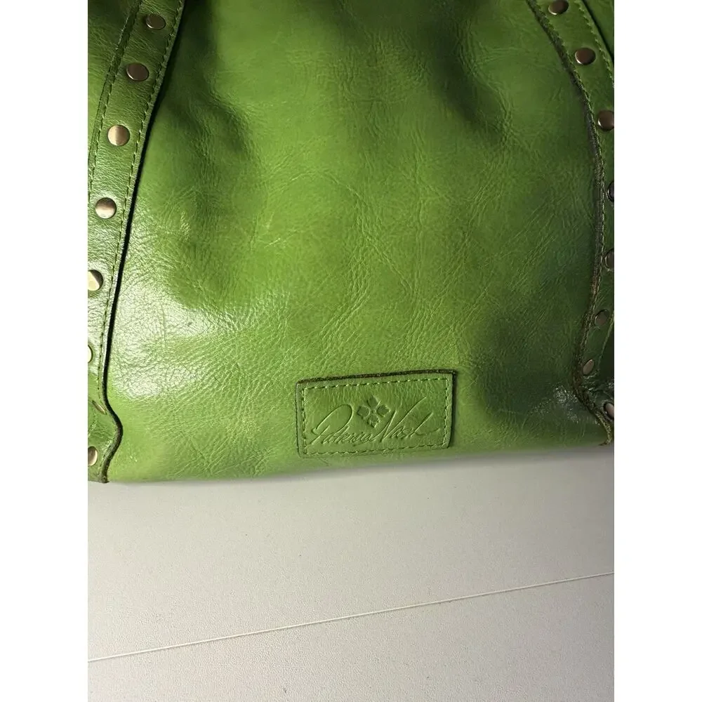 PATRICIA NASH Heritage Leather Tote Bag Turn Lock Green Boho Chic Streetwear LUX